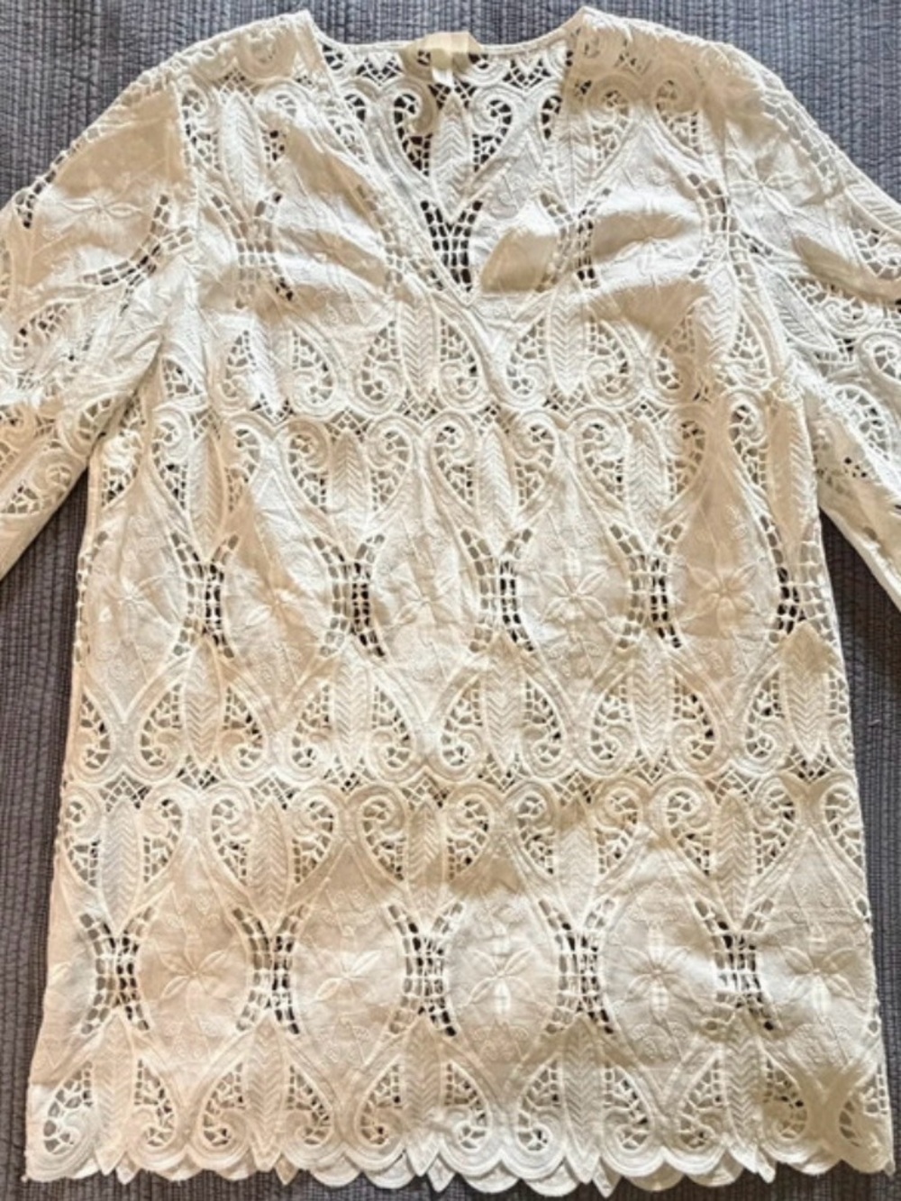 H&M Cream Crochet Lace V-Neck Tunic